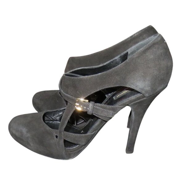 Dolce and Gabbanna Black Italian Suede Leather Cut Out Pumps Heels Stilettos 41 - Picture 1 of 12